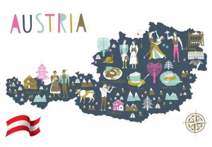 AUSTRIA CARTOON MAP-نقشه ی کارتونی اتریش